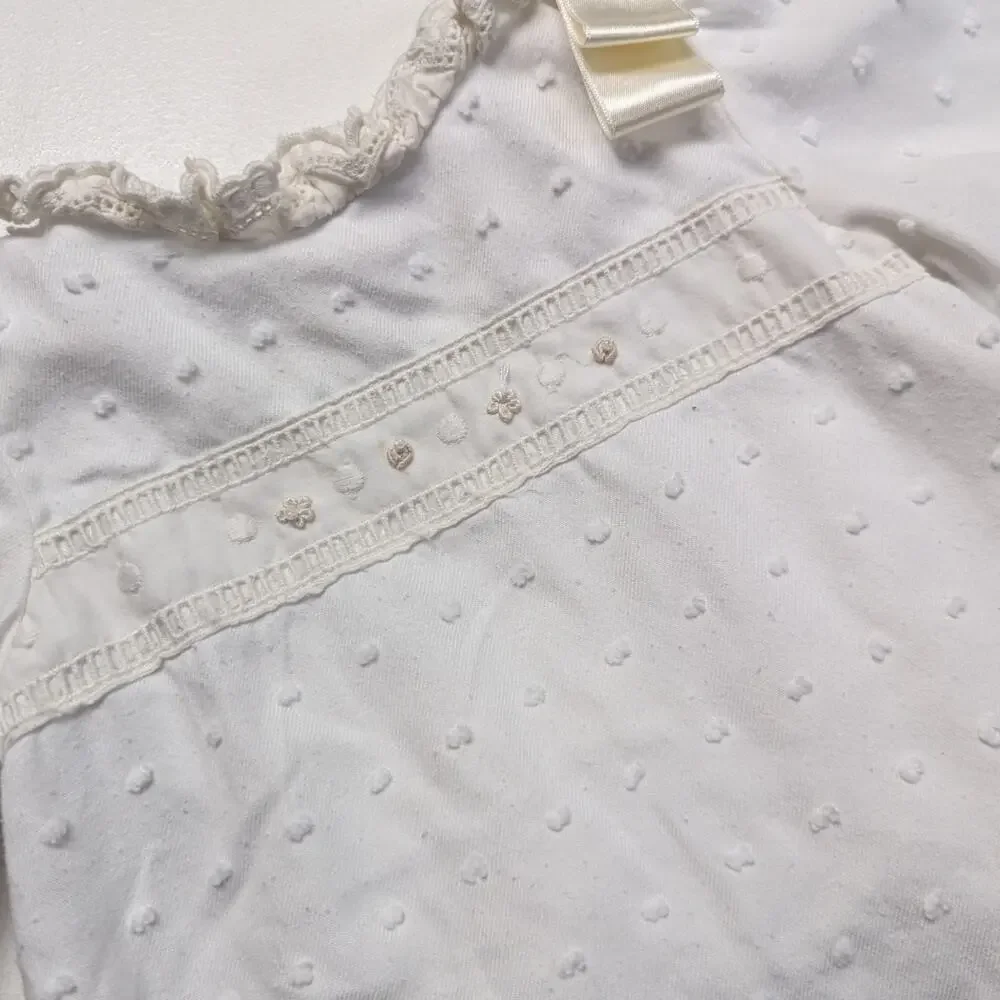 Luli & Me Dress Baby Girls Size 6m Cream Polka Dot